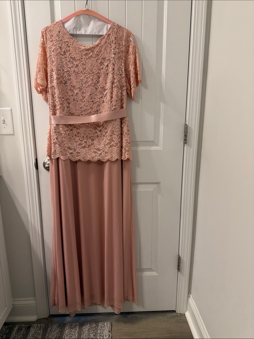 Catherines 22w Lace Overlay Dress in Dusty Rose